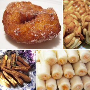 Dulces típicos día de Todos los Santos: Buñuelos de viento, huesos de santo, boniatos y panellets